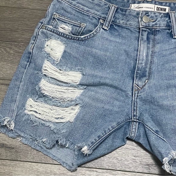 Lovers + Friends Cut Off Denim Distressed Shorts 5" inseam Cotton Sz 29 - Picture 3 of 8